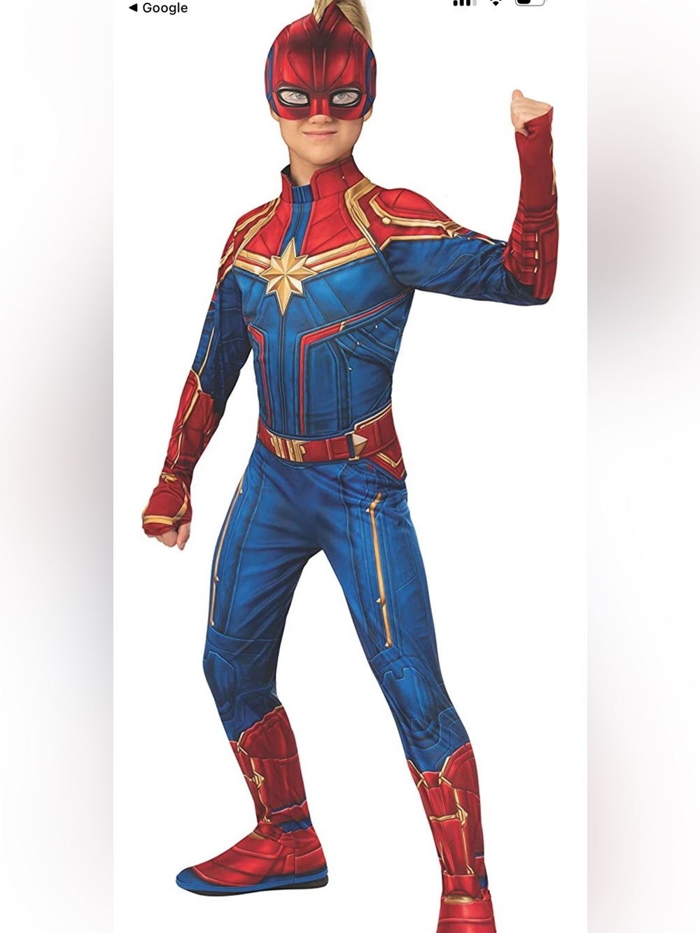 Captain Marvel Superhero Costume in Red, Blue & Gold sz M/8-10 - Picture 1 of 10
